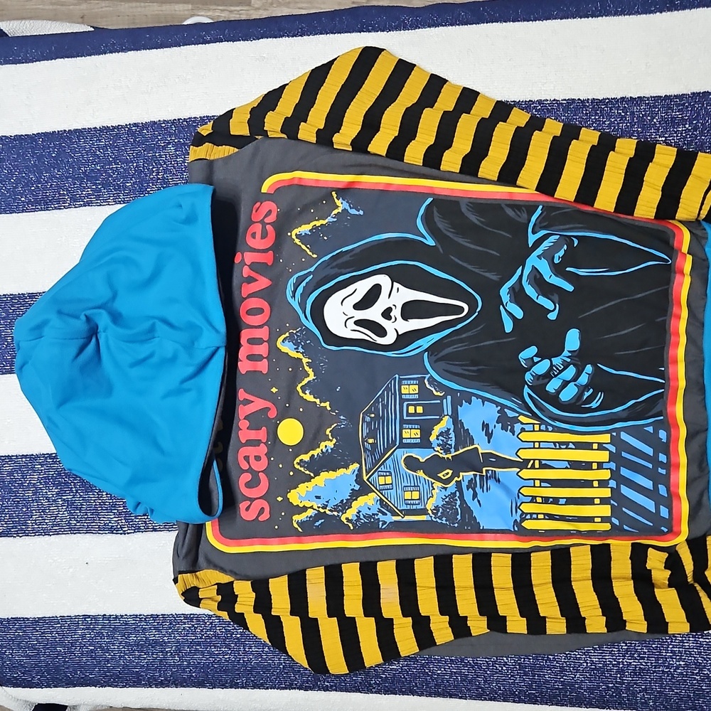 Kids Scary Movies Graphic Hoodie - Blue, Yellow, Black